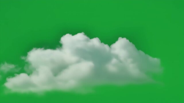 A fluffy white cloud floats against a solid green background.
