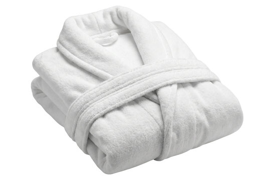 Luxurious White Terry Cloth Bathrobe Neatly Folded