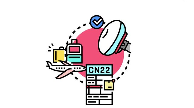 Air travel safety checks concept with airport scanner and airplane, ensuring secure transportation of luggage and parcels through customs declaration forms