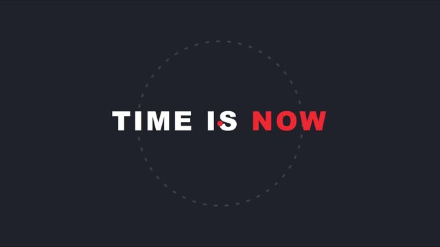 Time is now minimalist motion with animated clock hand for business motivation and deadline concepts animation 4k
