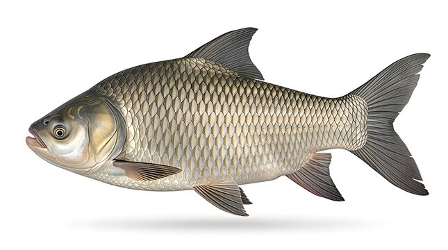 A detailed illustration of a Rohu fish on a white background.