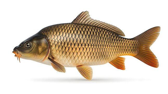 A detailed illustration of a common carp fish isolated on a white background.