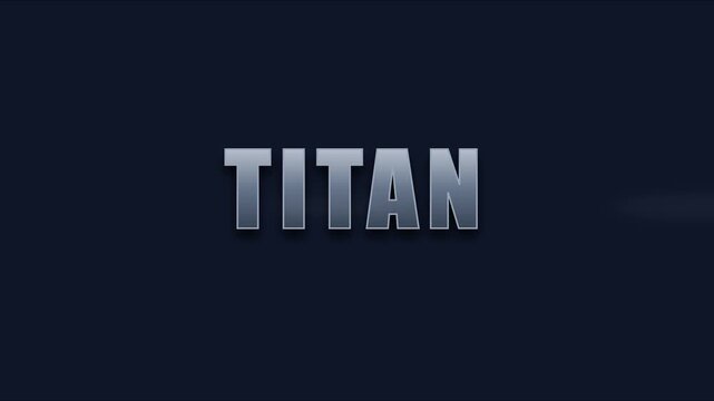 Titan metallic 3 d text animation on dark 4k background, for cinematic intro, and branding motion