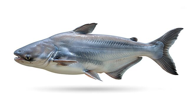 Freshwater iridescent shark catfish isolated on white background.