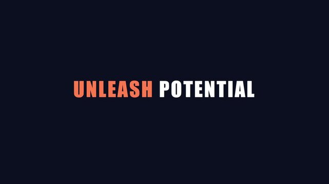 Unleash potential: bold motivational typography animation for business growth, success, and personal development presentations 4k