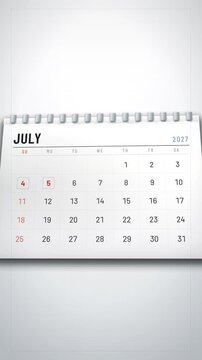A vertical 2027 calendar sheds pages as time advances, using clean cinematic 3D motion to illustrate progress, deadlines, planning, social media, and marketing.