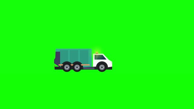 Urban Garbage Truck with Green Screen Background
