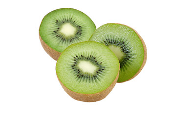 Fototapeta premium Fresh Kiwi Fruit Halves with Vibrant Green Flesh
