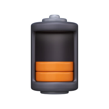 3D Battery Icon with Medium Charge Level
