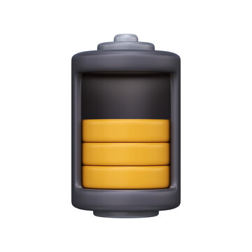3D Battery Icon with Charge Level