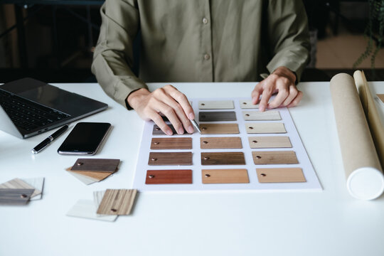 Specialist work with laminate wood materials for decoration