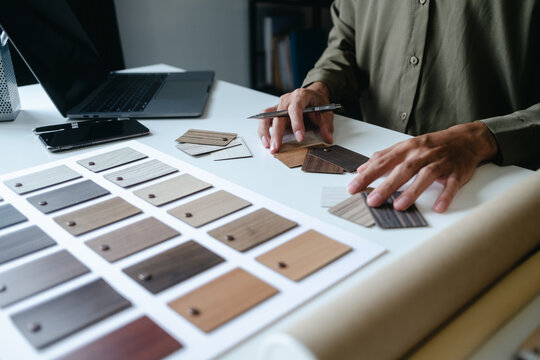 Specialist work with laminate wood materials for decoration