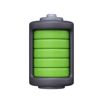 3D Battery Icon with Full Charge Level
