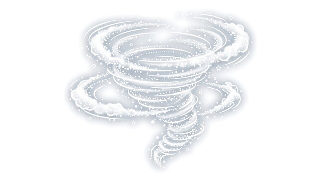 White Magical Whirlwind with Stars and Sparkles