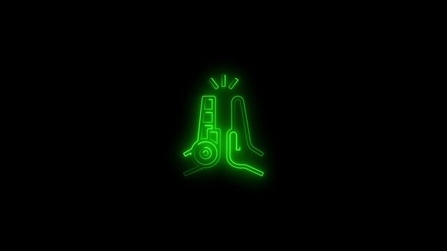 Glowing neon line icon isolated on black background. Symbol of handshake, agreement business contract concept. Animated symbol icon video,