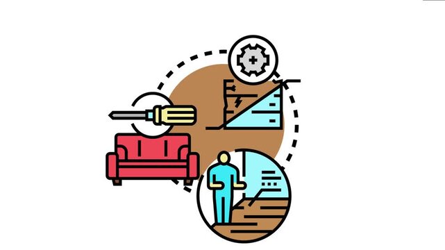 Aircraft interior refurbishment service concept featuring an engineer planning improvements, tools for renovation, and a comfortable new design for airplane cabins