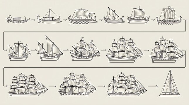 Evolution of sailing ships from ancient boats to modern yachts