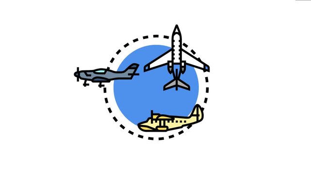Aircraft showing a large passenger airplane, a small propeller plane, and a seaplane, symbolizing air travel, transportation, and aviation industry