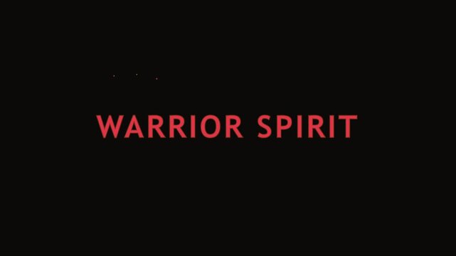 Warrior spirit minimalist typography motion with red text on animation 4k black background, for motivational and, cinematic branding projects