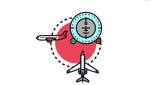 Airplanes navigating a planned flight path, the precision guidance provided by air traffic control systems for commercial aviation and transportation logistics