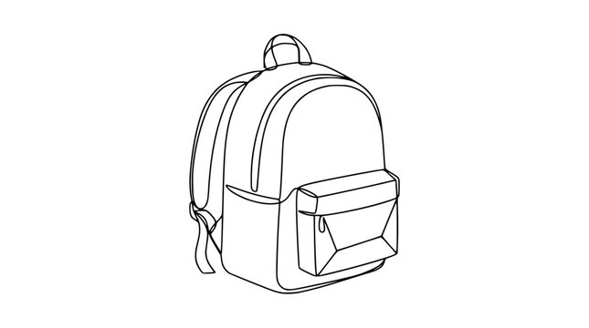 Minimalist Backpack Line Art Isolated on Transparent Background