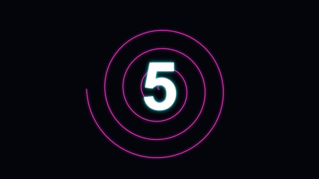 Countdown animation featuring glowing numbers and a rotating spiral background effect.
