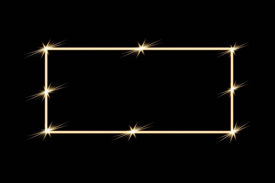 Minimalist rectangle with glowing corner points isolated on white background