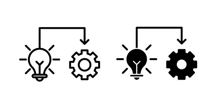 Implementation icon thin pictograms set