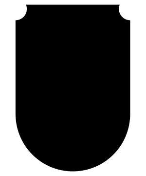 Minimalist black shield silhouette vector, medieval heraldic crest outline, blank security emblem template for logo design