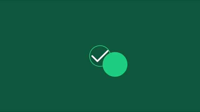 Animated green check mark on dark animation 4k background, for ui and, task completion success complete