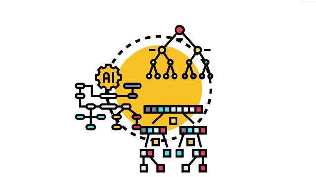 Abstract showing algorithm logic, data structuring, and artificial intelligence processing information, representing big data organization and programming