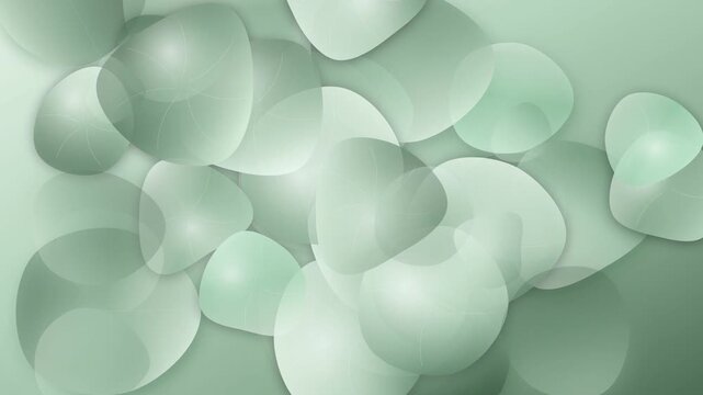 Top view illustration of a sage green Background with translucent overlapping organic shapes.