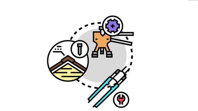 Vector depicting the process of aligning vehicle headlights, ensuring correct beam direction and optimal vision for safe driving at night