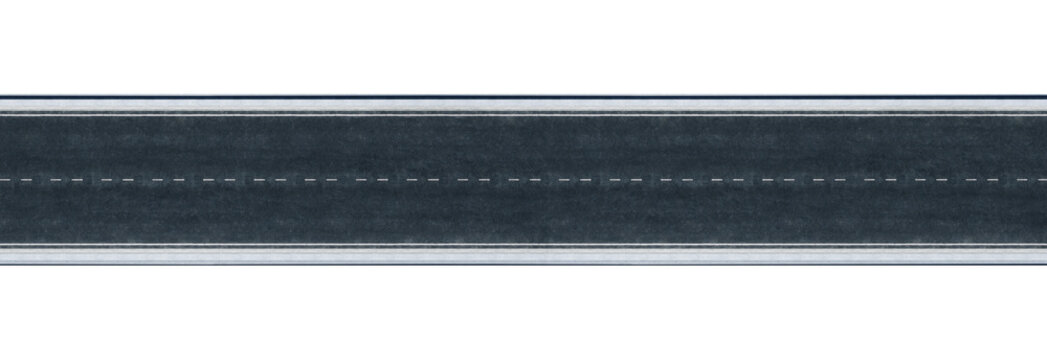 3d rendering empty asphalt road with dashed lines from above