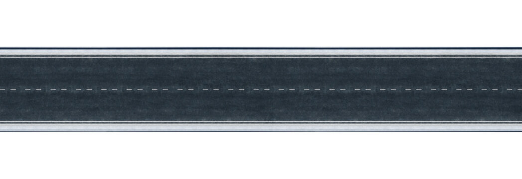 3d rendering asphalt road section top view with transparent background
