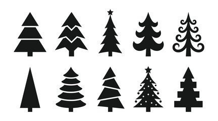 Obraz premium Set of various stylized christmas tree icons