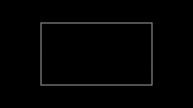 Minimalist animation 4k white rectangular frame border overlay on black background, for creative editing