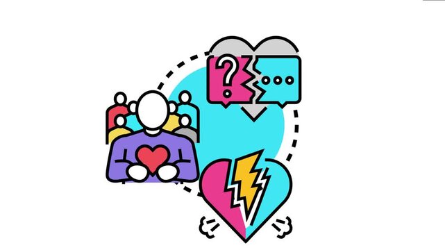 People experiencing communication breakdowns and trust issues, leading to a broken heart concept, visualizing relationship difficulties and the need for understanding