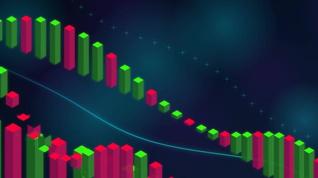 Financial Market Background with Isometric Stock Bar Charts for Data Analysis Trends