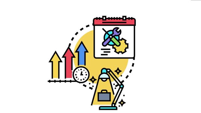 Illustration depicting concepts of flexible work schedules. Time management. And increased productivity. Symbolizing agile professional growth through adaptable work strategies and output optimization