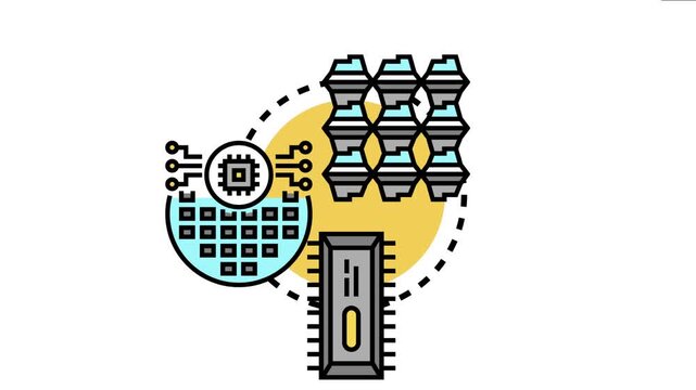 This icon illustrates the manufacturing process of custom metal alloys and their fabrication into specialized industrial materials, technical components, and advanced electronic microchips