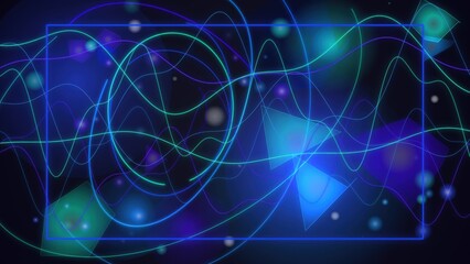 Obraz premium Abstract cosmic swirls with glowing blue and green particles in space