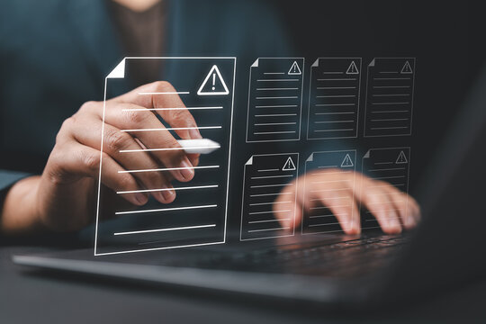 Businessman checking the steps through a virtual online document with a list of checkboxes Concepts of practices and policies, company articles of association Terms and Conditions