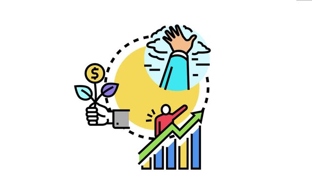 Goal reaching and career development , symbolizing financial success, investment, and planning for an achievable future with business achievements and personal wealth