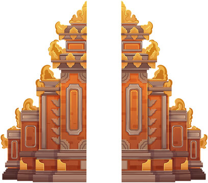 Balinese Candi Bentar Gate Illustration