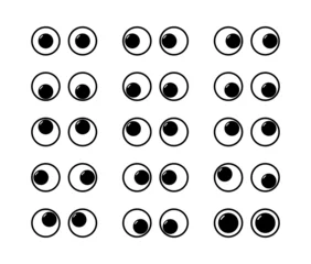 Set of cartoon googly eyes moving in different directions, expressing various emotions, useful for animation and character design © DG-Studio