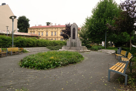 Česk&yacute; Tě&scaron;&iacute;n, Czech Republic. Masaryk Park, Monument to the Victims of World War I