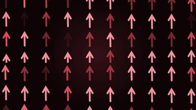 Glowing upward arrows background showing growth progress and direction in a simple abstract pattern animation