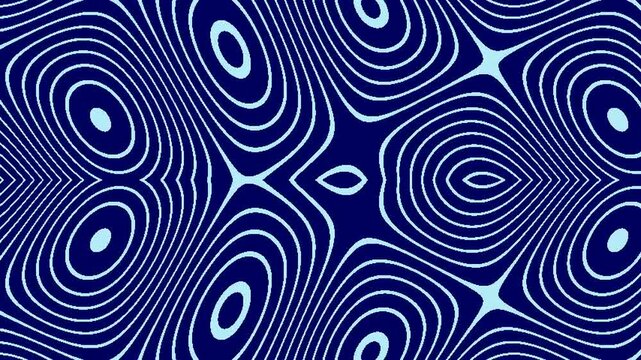 Abstract blue geometric pattern with concentric lines and shapes