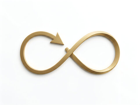Golden infinity symbol with arrow loop design